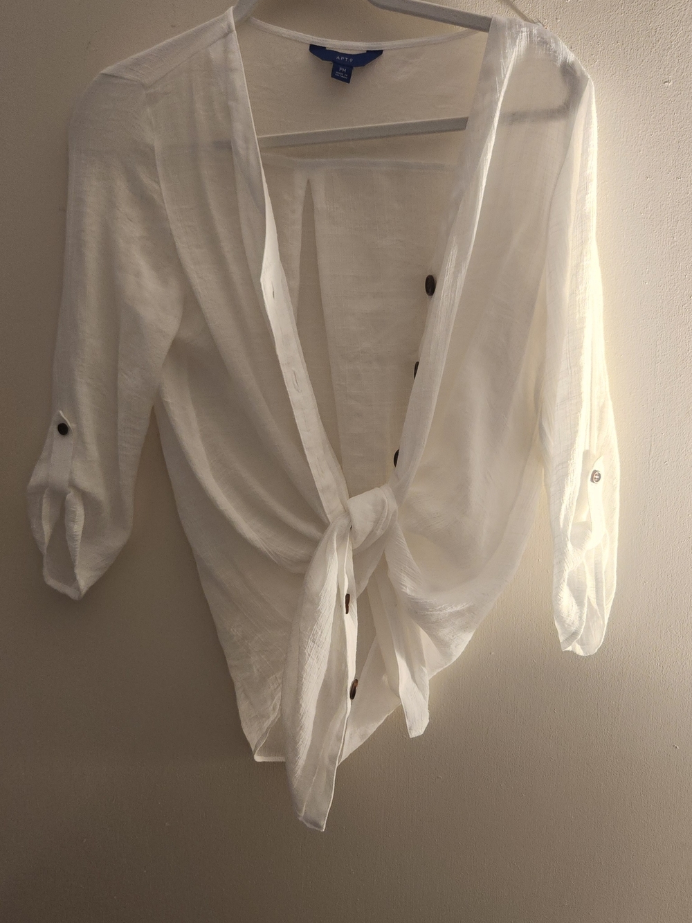 Apt. 9 White Tie-Front Button-Down Shirt